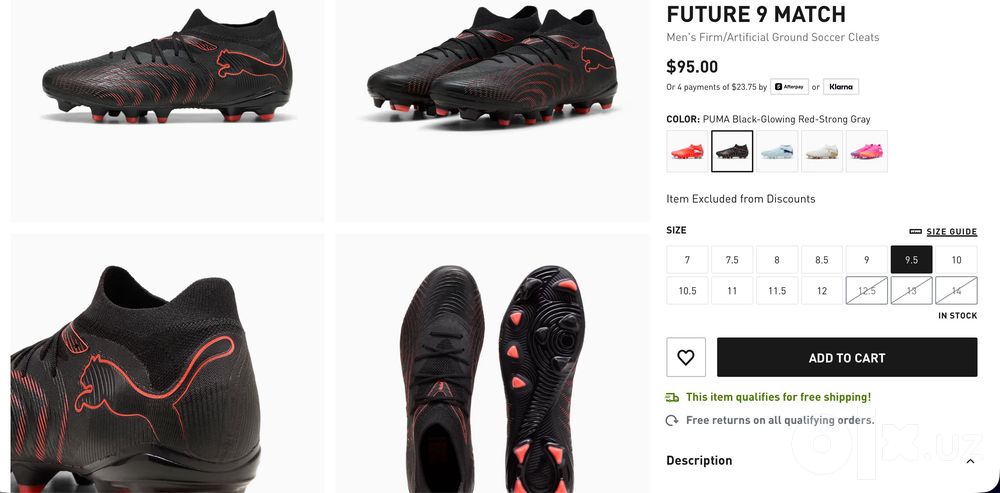 Оригинальные бутсы Puma Future 9 Match. Размер 9.5