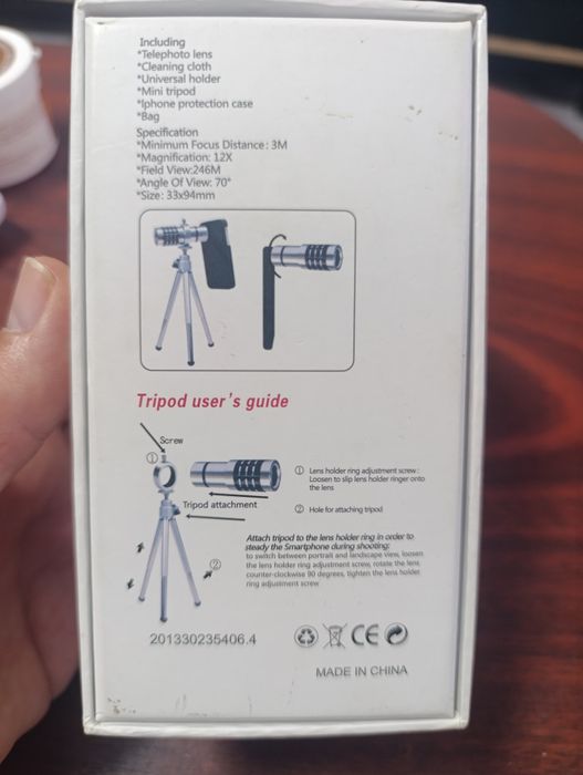 Obiectiv cu trepied pentru telefon mobil