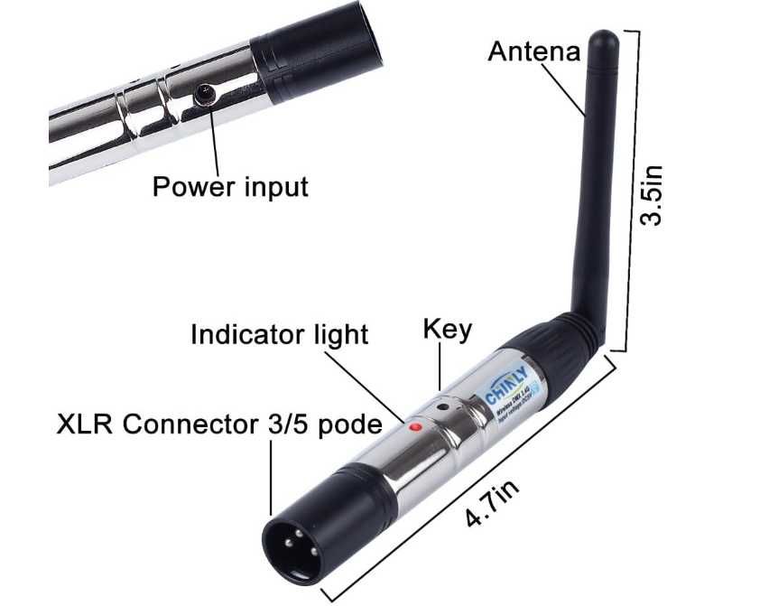 CHINLY DMX 512 wifi DFI DJ Wireless System Receiver+Transmitter 2.4Ghz