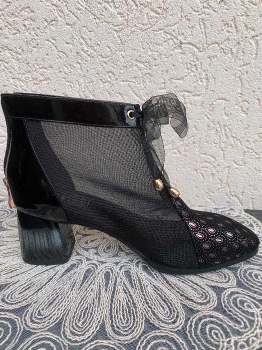 Ghete/sandale dama, noi, piele si plasa, pentru primavara/vara, 37