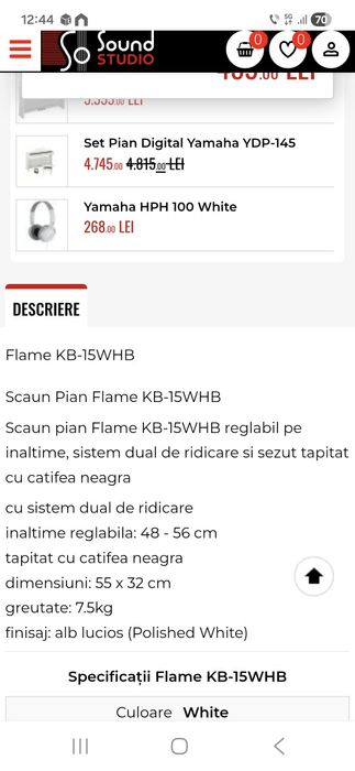 Scaun pian reglabil