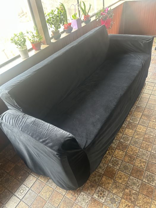 Canapea Extensibila  Albastra + Husa Neagra