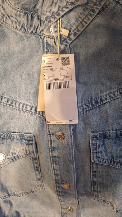 Дънкова риза Mango, нова, размер S