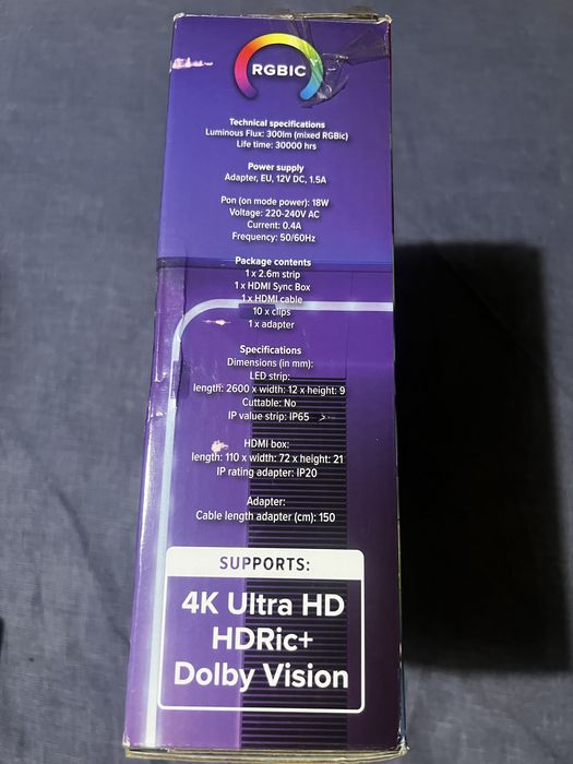 LED Ambilight за TV с HDMI Sync Box (RGBIC, 4K, Dolby Vision)