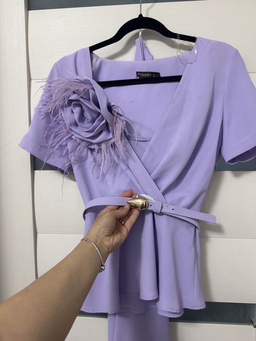 Compleu lila cu pantaloni evazati