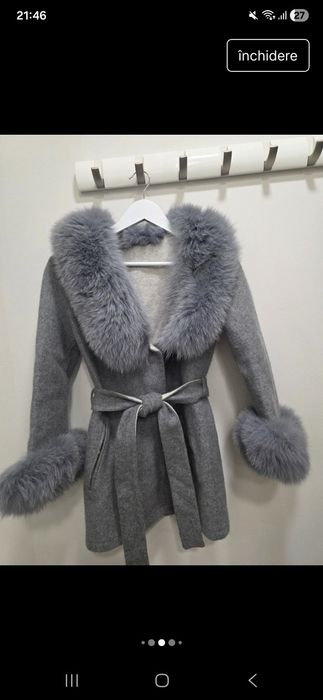 Palton calduros blana naturala