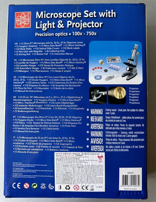Микроскоп с прожектор 100х-750х