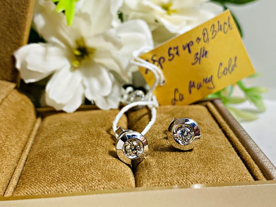 золотые серьги с бриллиантами в белом золоте