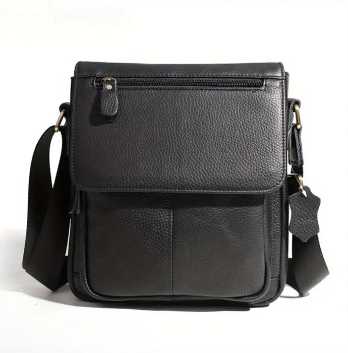 Мъжка творческа чанта за през рамо /Черна и Кафява кожа -10% Промоция!