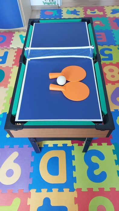 Masă Multijoc 4 în 1 cu Fotbal de Masă, Hochei, Ping Pong și Biliard