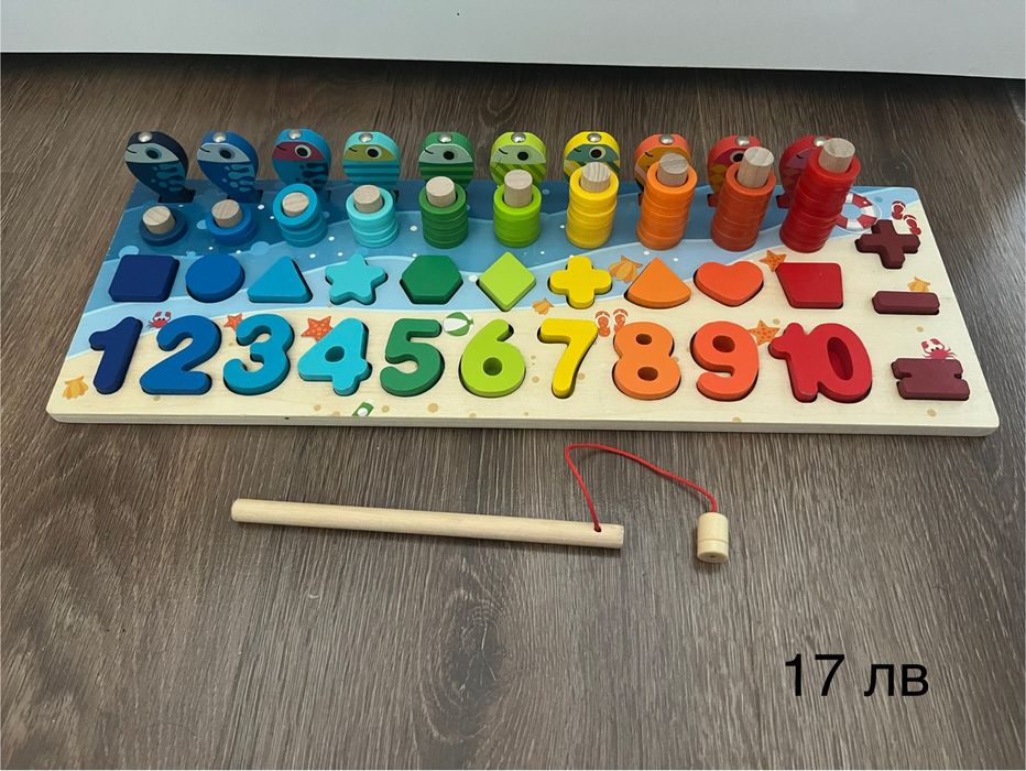 Дървена Двулицева магнитна дъска за рисуван, пъзели кубчета и др.