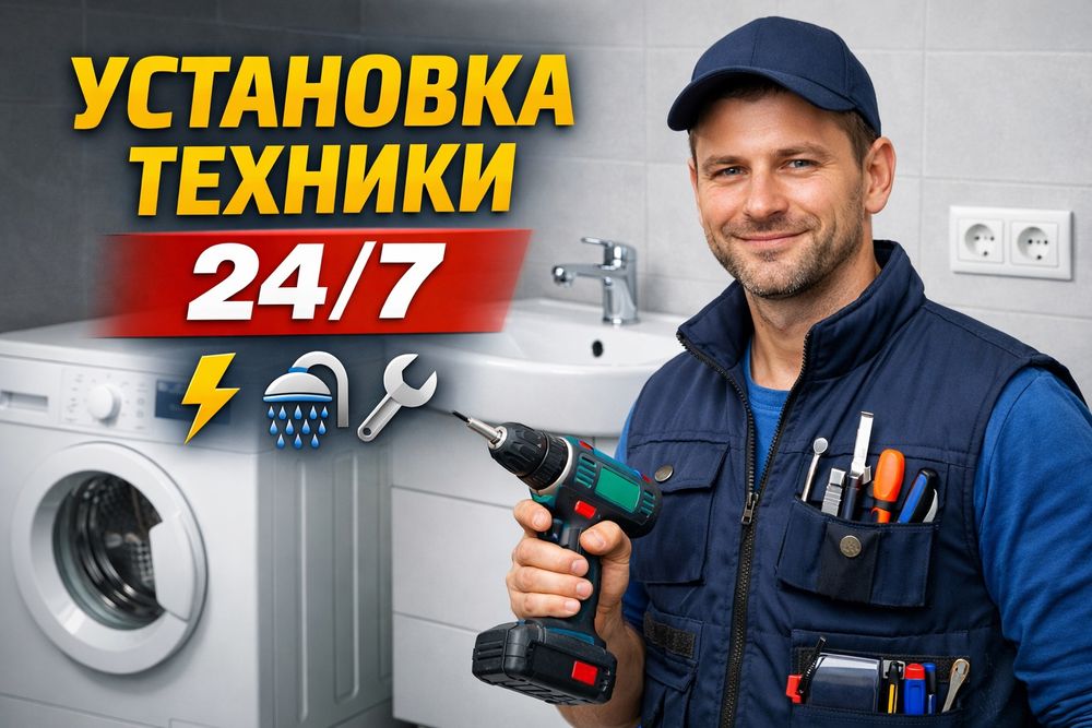 Установка бытовой техники. Услуги электрика, сантехника, мебельщика