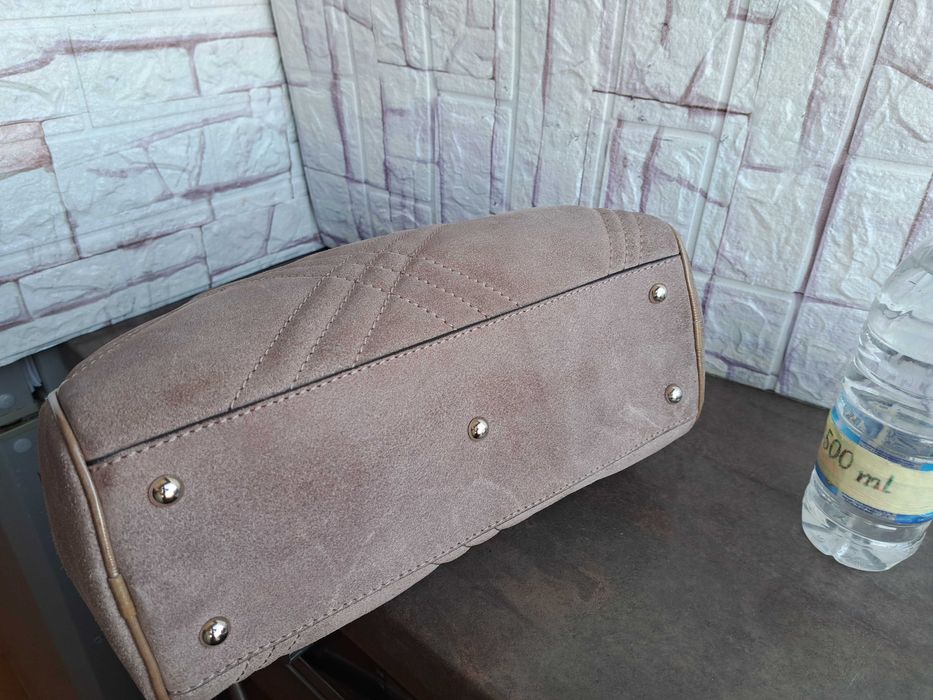 дамска чанта,Christian Berg,бежова кожена чанта-естествена кожа