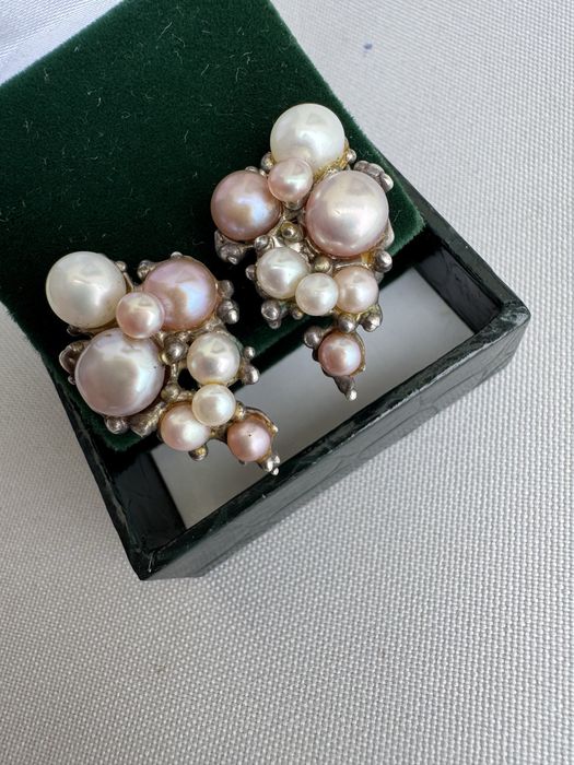 Cercei clipsuri din argint si perle de cultura