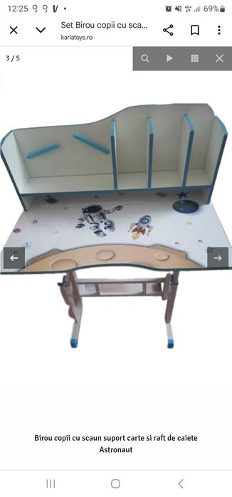 Birou si scaun copii cu astronauti