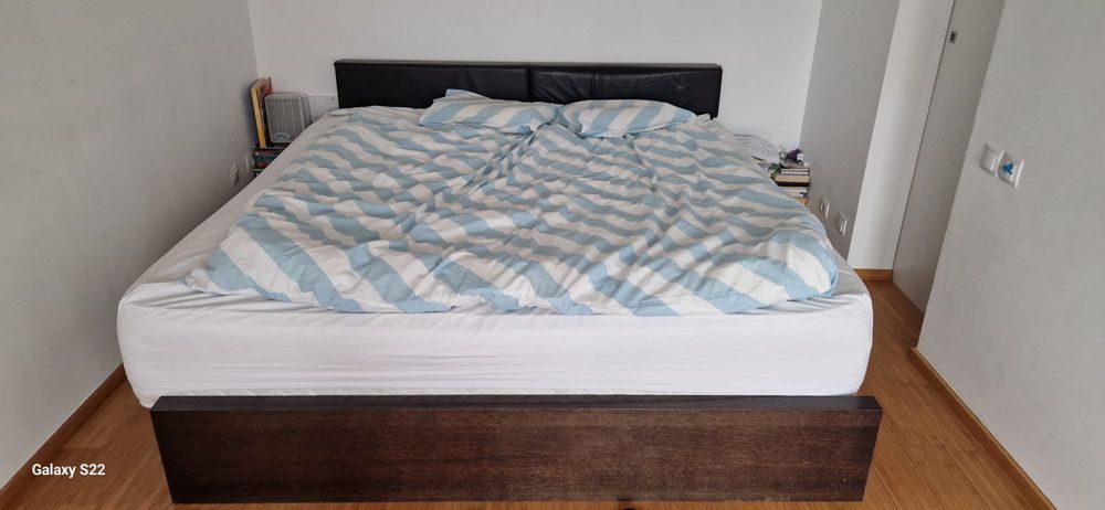 Pat cu lada de depozitare+somiera+saltea