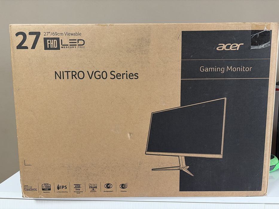 27" Геймърски монитор Acer Nitro VG270 IPS | Пълен комплект с кутия