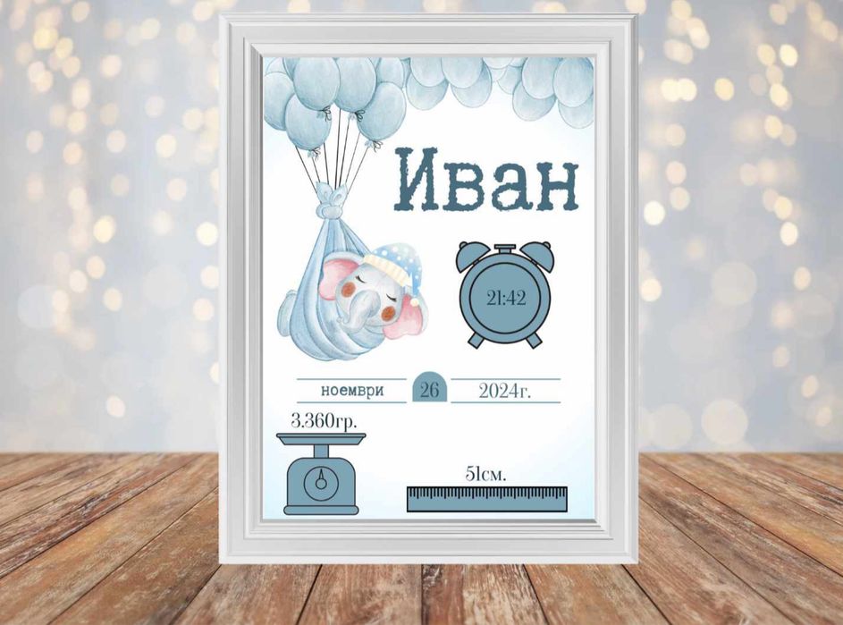 Бебешка визитка А4 или 13/18