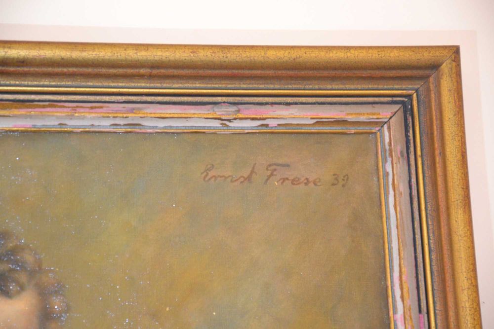 Tablou pictură ulei deosebit Ernst Frese (1939) Portret băiat 116x90cm