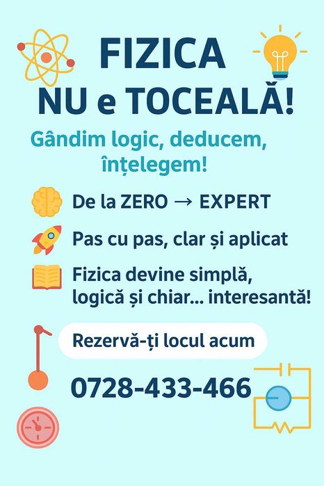 Meditatii  INDIVIDUALE  la  Fizică  (20+ ani predare) Gimnaziu-Liceu