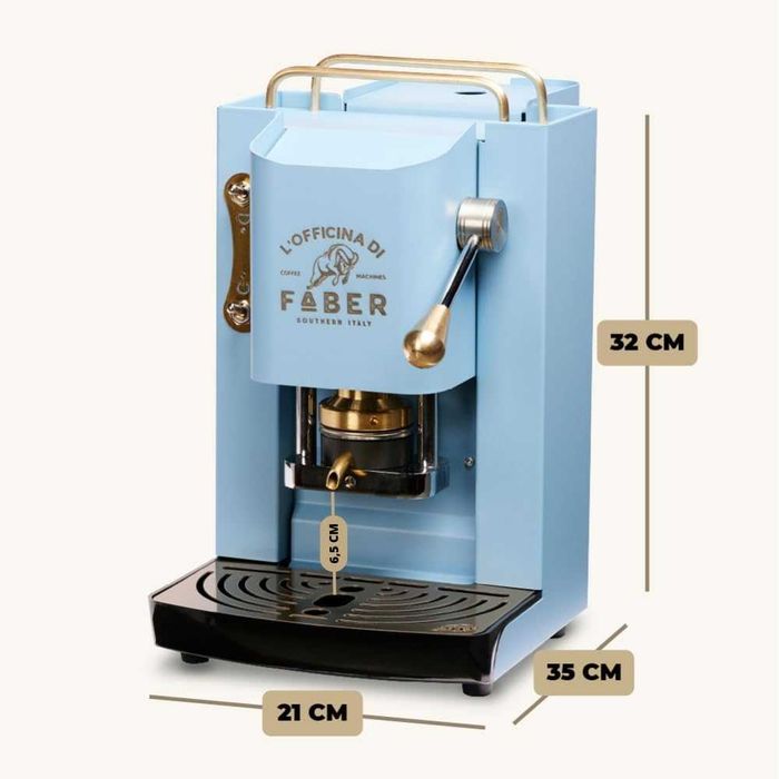 Кафемашина FABER, Модел Pro Deluxе, Еспресо кафе машина ESE 44мм, Месингово покритие, Регулируема месингова преса, Стандартен електромагнитен вентил