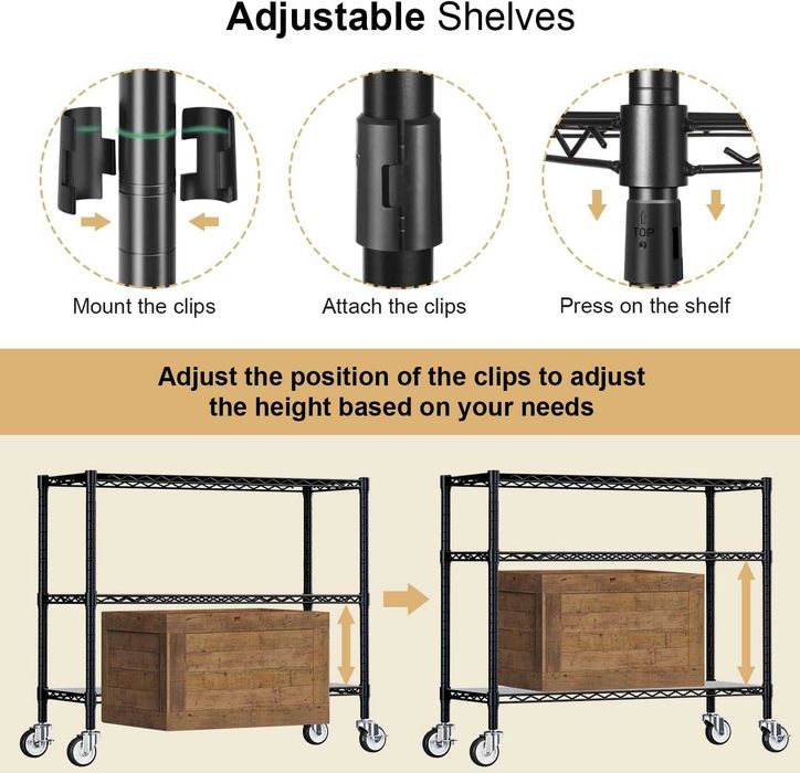 Wooruy Кухненски рафт, стойка за микровълнова фурна с 4 нива