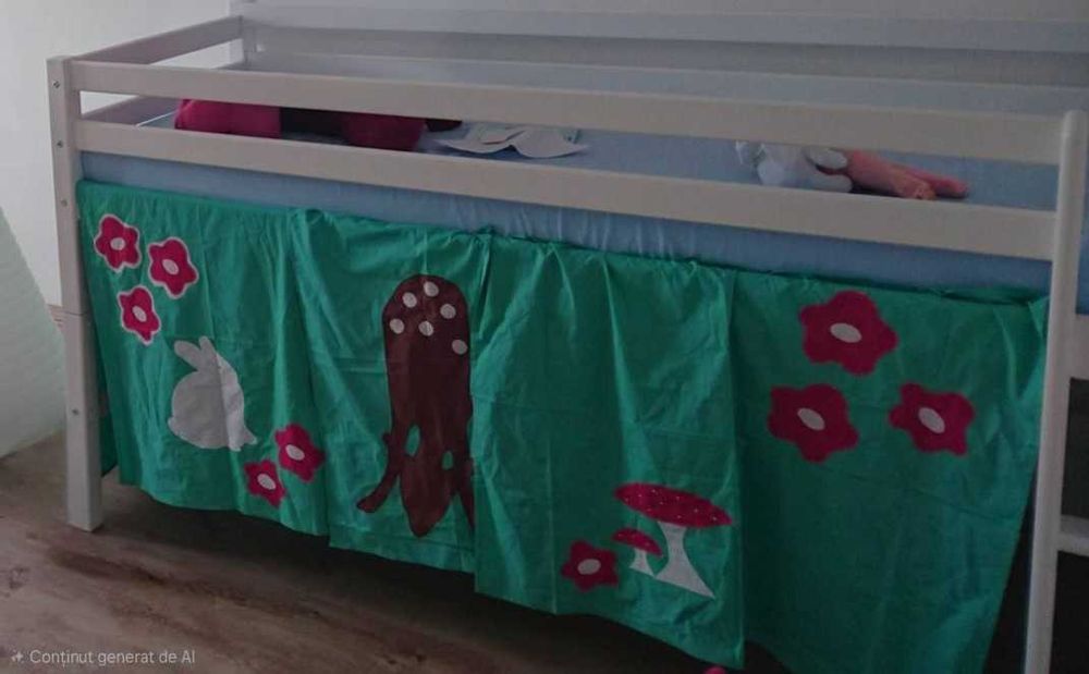 Pat supraetajat copii din lemn natur