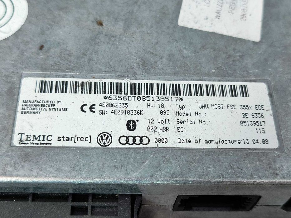 Modul telefon / Bluetooth Audi A6 / S6 / RS6 C6 4F COD: 4E0862335 2007 / [2004-2011] / (5G3)