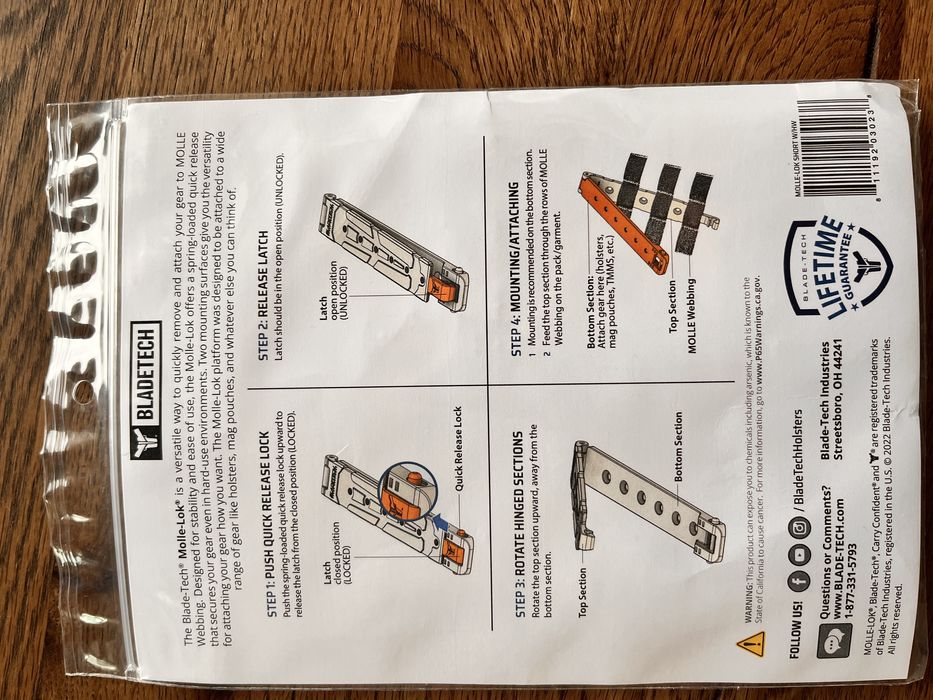 Blade-tech Molle Lock, държач/монтаж за molle