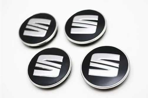 Set 4 Embleme Capace Roti Sigle Jante Seat 56mm, Negru, 5F0601171