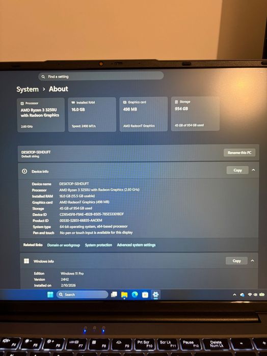 Vand laptop gaming Auusda 16’’ Win 11, Ryzen 3, 16 gb RAM, 1 tb SSD, AMD Radeon 512 mb, nou garantie 2 ani emag!