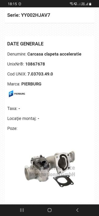 Carcasa clapeta acceleratie