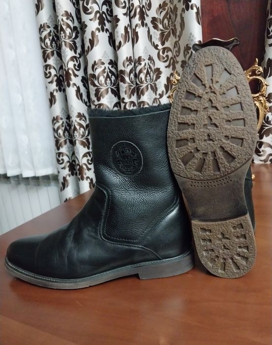 Мужские сапожки из кожи с натуральным мехом