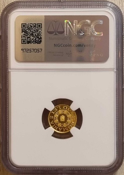 Moneda ist. aurului BNR Coif Poiana Cotofenesti 2002 gradata NGC PF 66
