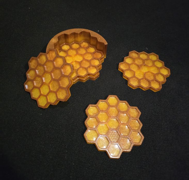 Комплект подложки за чаши от епоксидна смола, подарък за осми март...