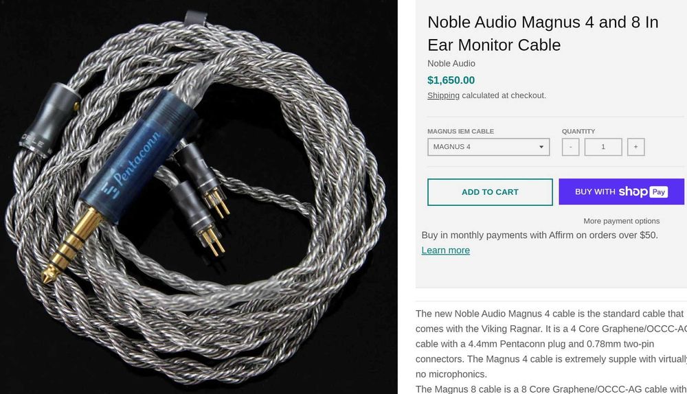 Кабел за слушалки Noble Audio Magnus 4