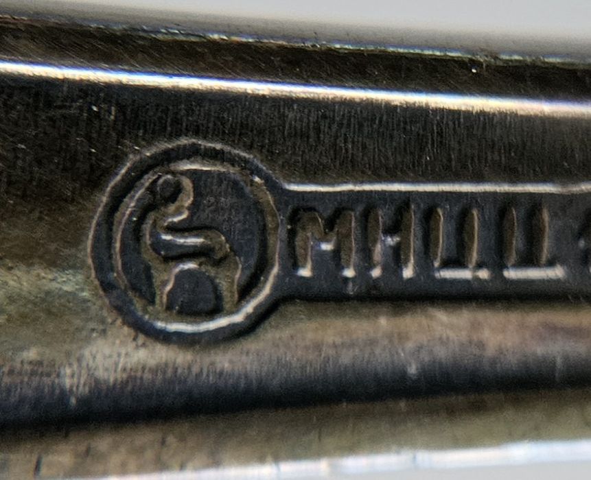 Посребрени лъжици за хранене, МНЦ, СССР, мелхиор, 18 см.