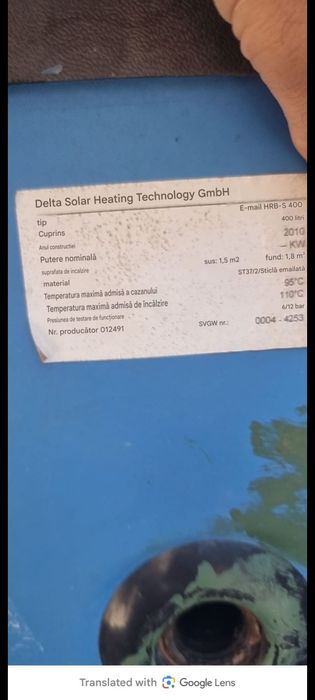 Boiler apa caldă 400L