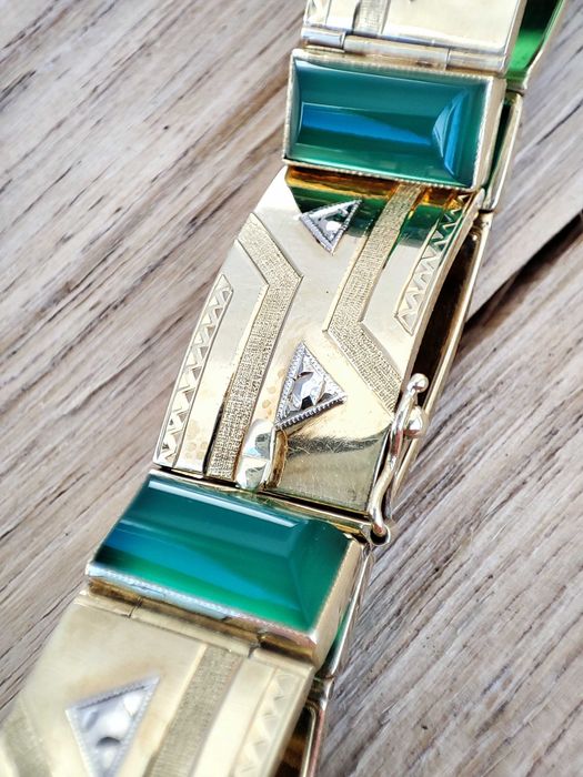 Bratara Aur 14K Calcedonie Naturala Calcedonia Unicat