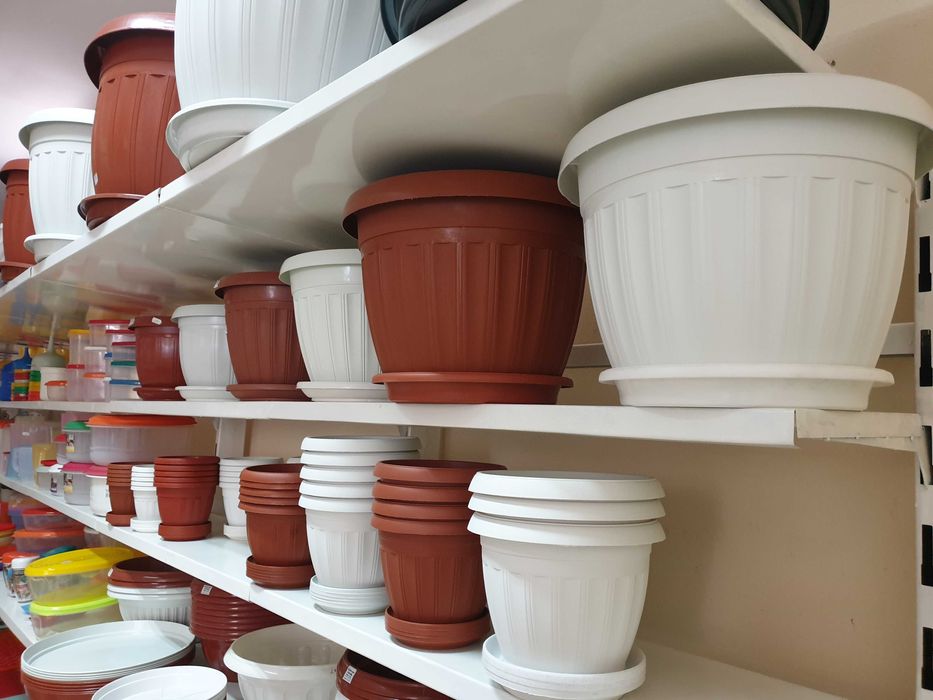 Различни размери пластмасови саксии за цветя с подложка! Кръгла саксия