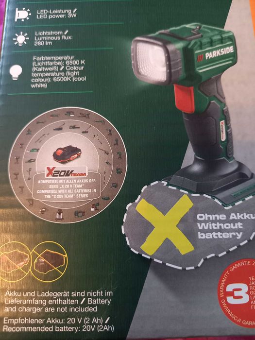 Lanterna pe acumulator 20v parkside