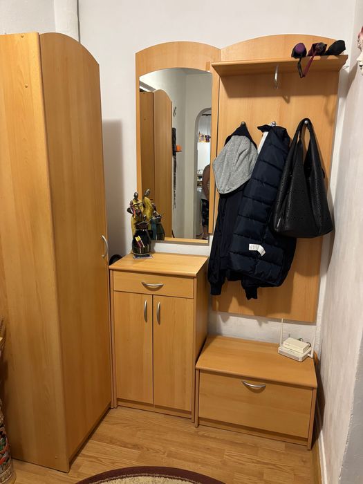Mobilier de hol/dulap, cu pantofar, cuier cu oglinda