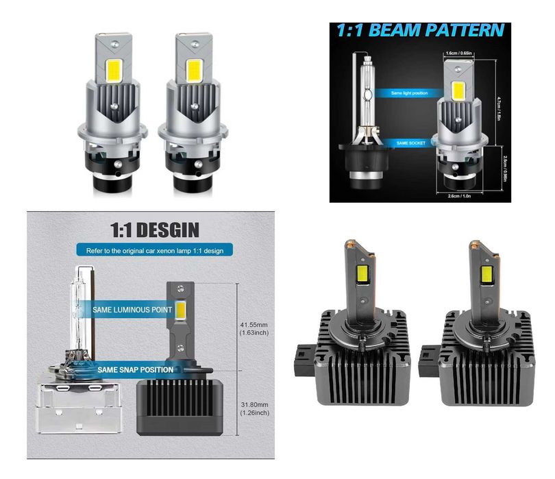 Set 2 becuri auto conversie HID> LED D1S D3S D2S D2R 100w 6000k Plug&P