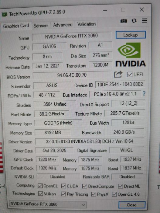 Продам видеокарту 3060 8gb