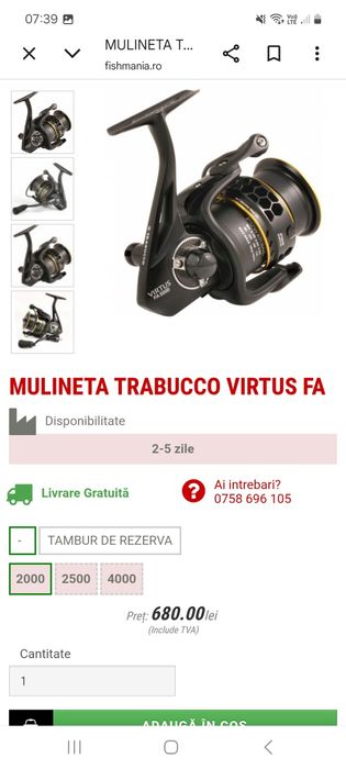 Combo feeder: lanseta benzar lake heavy 3.90m 150g, mulineta trabucco virtus 5000fa