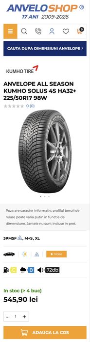 Vand set roti Allseason dot4224 bmw 225 50 r17