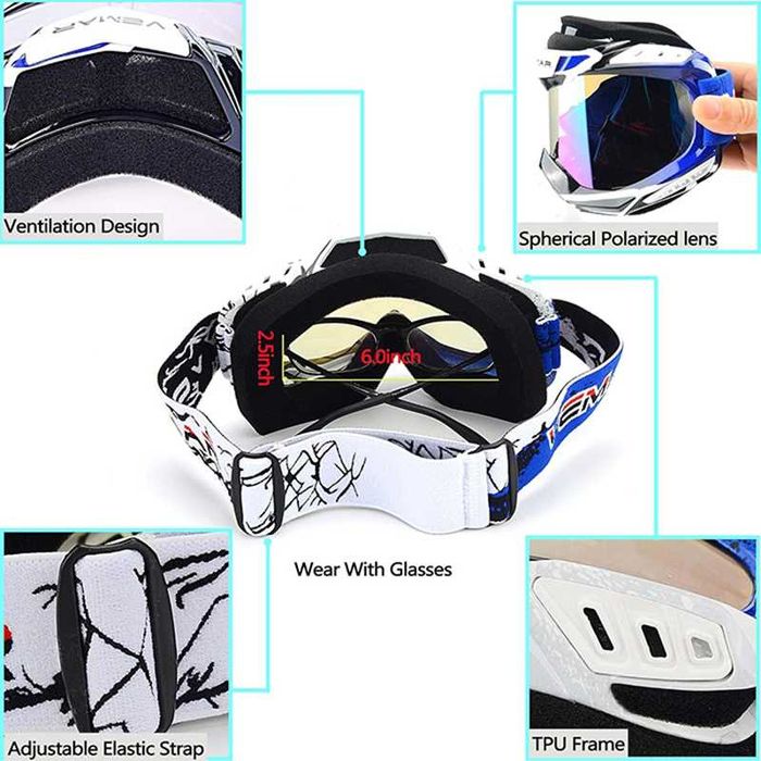 Очила / Маска за крос каски VEMAR RACING - Вело, Мото, Ел. скутер