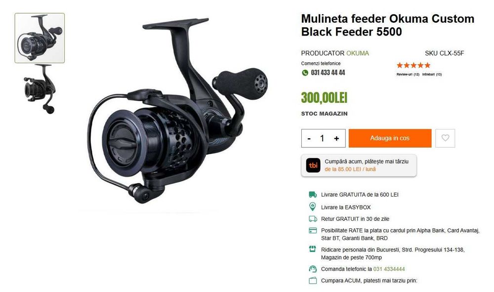 Combo feeder Lanseta Daiwa Ninja X 3,60 150g + Okuma custom black 5500