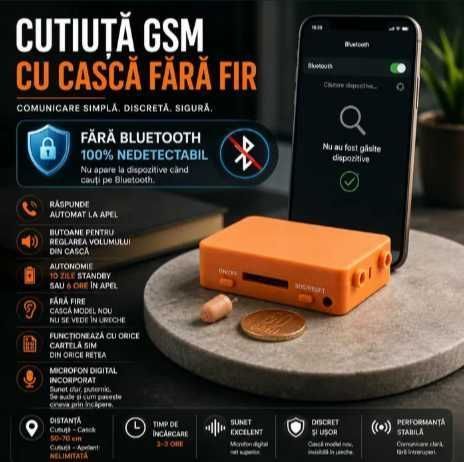 Cutiuta GSM cu Microcasca Japoneza - Casca de copiat - Casti de copiat