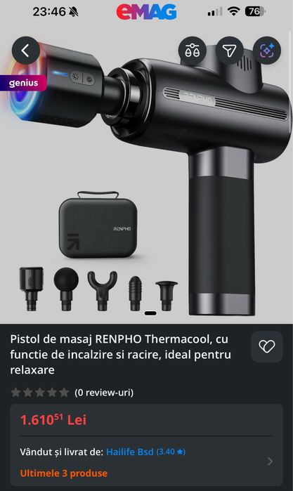 Aparat de masaj Renpho cu cap de încălzire și răcire